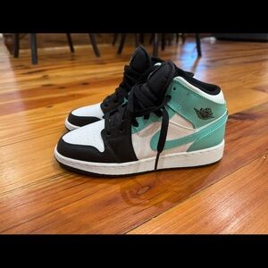 Jordan Black and Teal Sneakers with White Accents